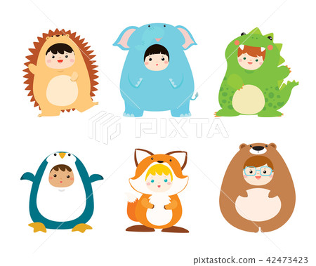 cute kids wearing animal costumes vector cute kids wearing animal costumes vector 42473423