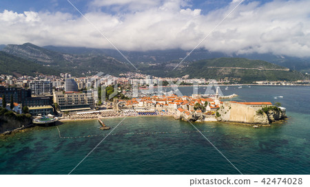 Aerial beautiful panoramic view at old town in Budva. 42474028