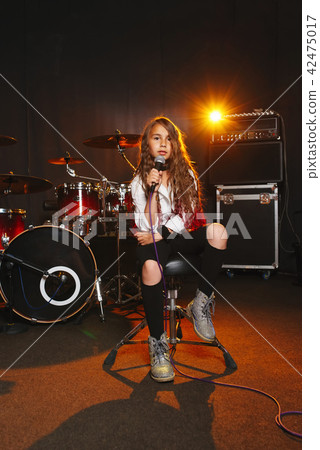 beautiful girl singing in recording studio beautiful girl singing in recording studio 42475017