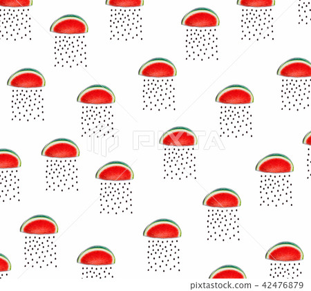Watermelons and seeds rain concept 42476879