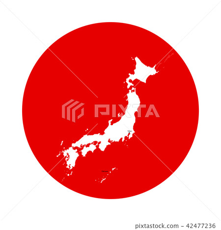 Outline of map of Japan in red circle 42477236