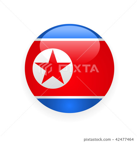 Icon of North Korea flag round button 42477464