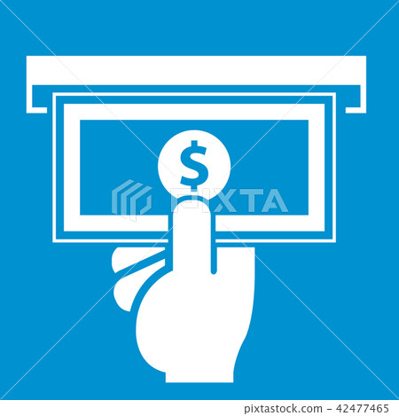 ATM icon, banknote sliding from atm slot  42477465