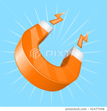 U-shaped magnet on cyan background 42477498