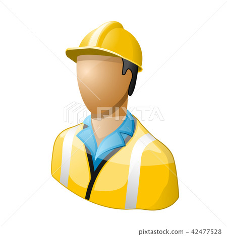 Icon of worker in hard hat and uniform 42477528