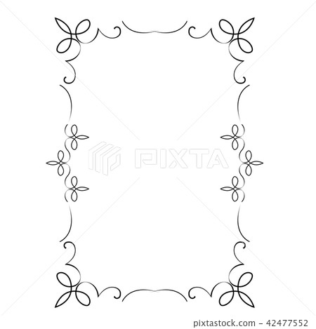 Decorative vertical frame with curls and scroll Decorative vertical frame with curls and scroll 42477552