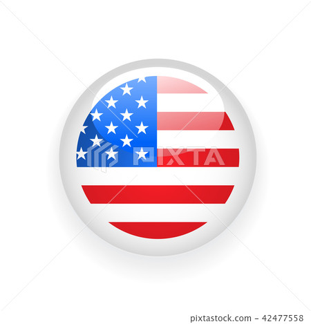 American flag round button on white background American flag round button on white background 42477558