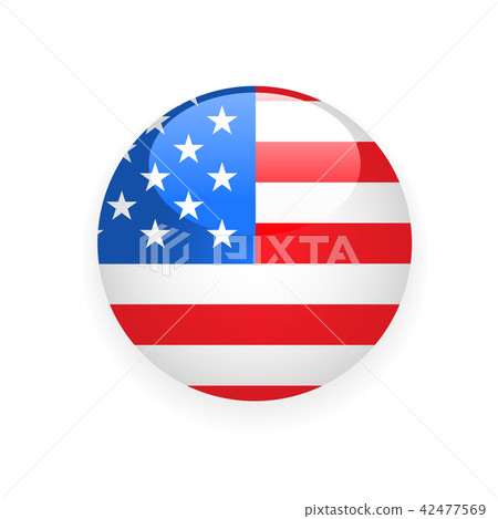 圖庫插圖: round badge with usa flag on white background