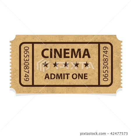 Retro cinema cardboard ticket on white background Retro cinema cardboard ticket on white background 42477573