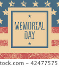 Memorial day retro poster with USA flag 42477575