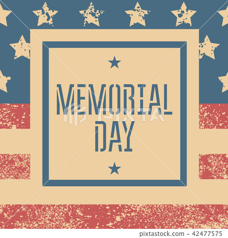 Memorial day retro poster with USA flag Memorial day retro poster with USA flag 42477575