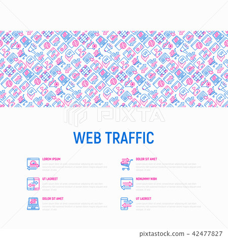 Web traffic concept with thin line icons Web traffic concept with thin line icons 42477827