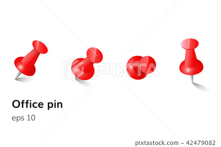 Red push office pin set vector realistic - Stock Illustration [42479082 ...