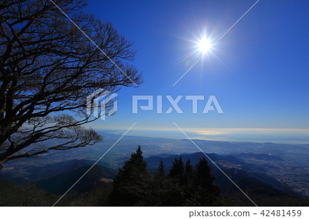 From the mountaintop of winter Oyama (Oyama) overlooking Sagami Bay, Enoshima, Koryo Mountain in the morning From the mountaintop of winter Oyama (Oyama) overlooking Sagami Bay, Enoshima, Koryo Mountain in the morning 42481459