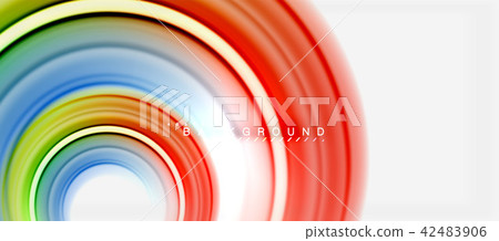 Rainbow fluid color line abstract background - swirl and circles, twisted liquid colours design 42483906
