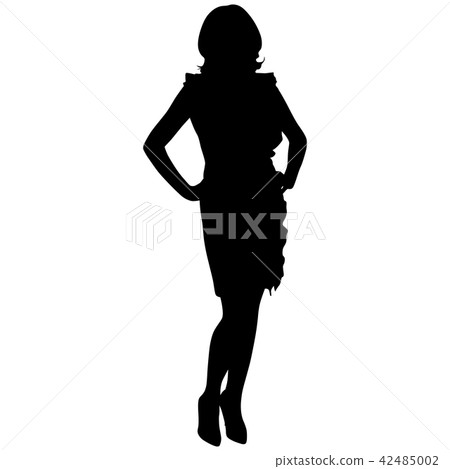 Sexy woman with long legs in a dress on high heeled hands on hips Sexy woman with long legs in a dress on high heeled hands on hips 42485002