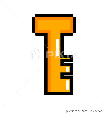 Isolated pixelated golden key icon - Stock Illustration [42485259] - PIXTA