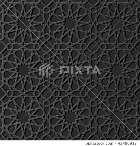 3D dark paper art Islamic geometry background 42486932
