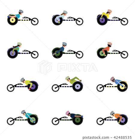 Male and female competition wheelchair in motion  42488535