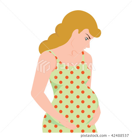Pregnant woman in polka dot dress. Pregnant woman in polka dot dress. 42488537