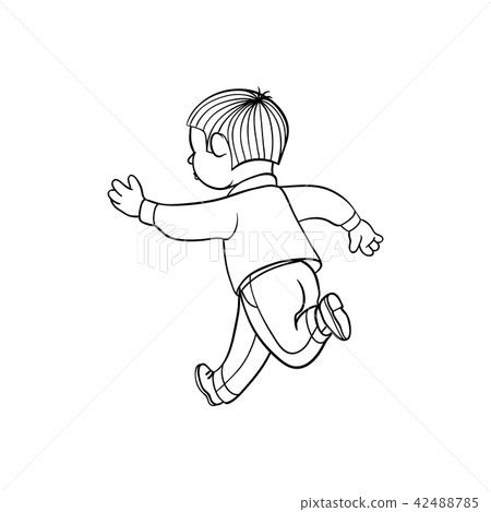 Vector sketch running boy, ranaway kid Vector sketch running boy, ranaway kid 42488785
