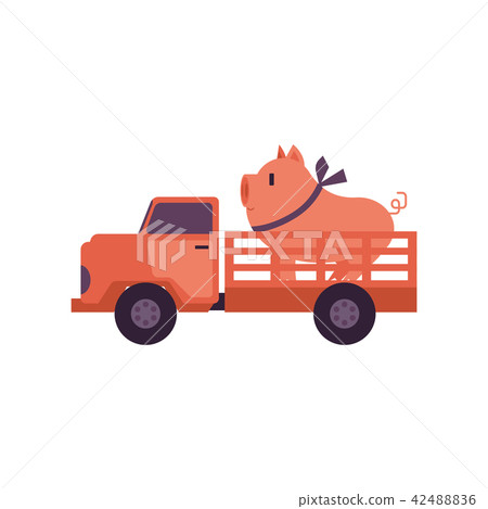 Flat farmer truck pickup delivering livestock 42488836