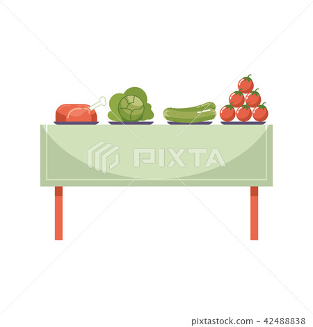 Fresh organic meal on dinner table isolated on white background. Fresh organic meal on dinner table isolated on white background. 42488838