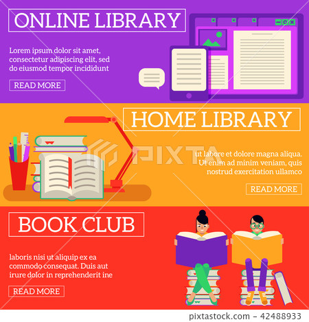 Reading Tutorial Banner Reading and learning process horizontal banners... - Stock Illustration ...