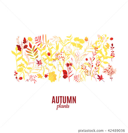 Vector flat abstract autumn plants pattern icon - Stock Illustration ...