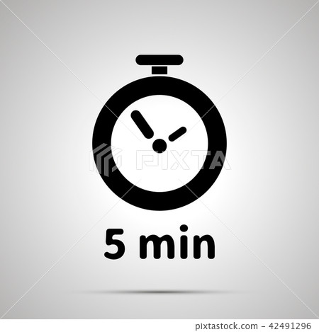 Five minutes timer simple black icon with shadow 42491296