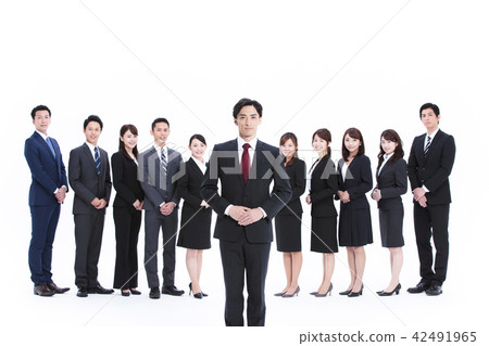 企業白色後面大小組商人女性人 42491965
