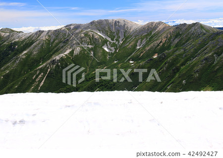 在山頂銀座航線Noguchigoro沙丘後面的北阿爾卑斯山Kinto Dake 42492427