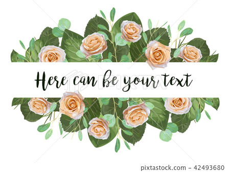 Cream Roses Vector Vector floral banner with cream roses, framed by - Stock Illustration ...