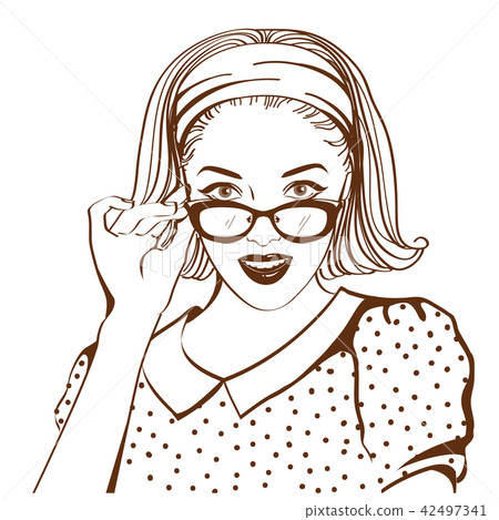 Retro pretty woman face with sunglasses Retro pretty woman face with sunglasses 42497341