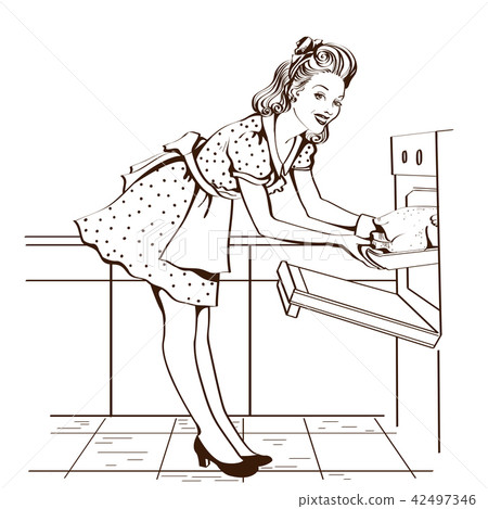 Young attractive housewife cooking 42497346