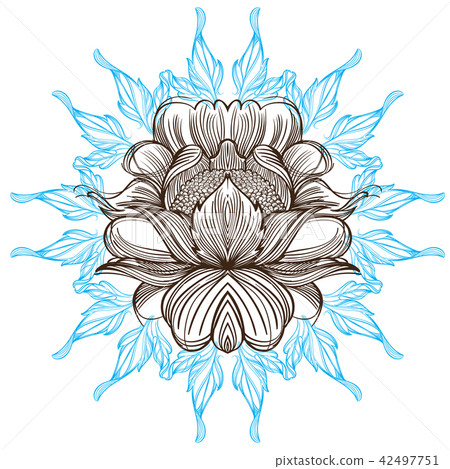 Hand drawn peony. Sketch style. Floral design element. Hand drawn peony. Sketch style. Floral design element. 42497751