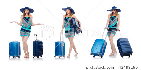 Woman going to summer vacation isolated on white Woman going to summer vacation isolated on white 42498169