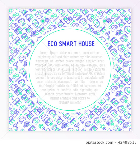 Eco smart house concept with thin line icons - Stock Illustration ...