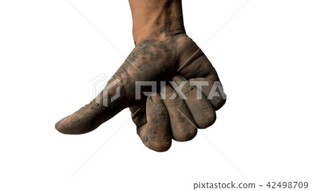 Hand dirty with mud on white isolate background 42498709