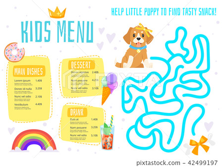 Children menu meal template. 42499197