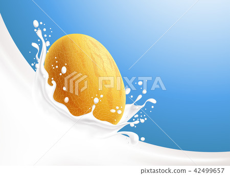 Milk splash and yellow melon Milk splash and yellow melon 42499657