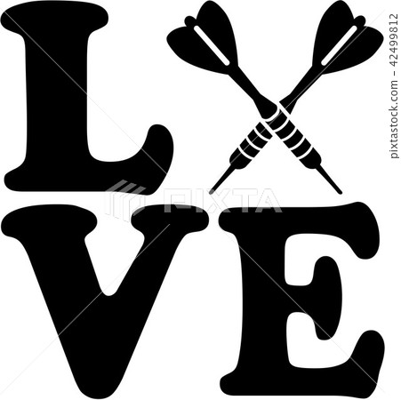 Love word with crossed darts arrows 42499812