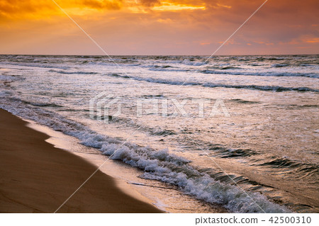 Purple sunrise over the sea 42500310