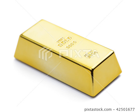 Gold ingot, bullion or bar isolated on white backg Gold ingot, bullion or bar isolated on white backg 42501677