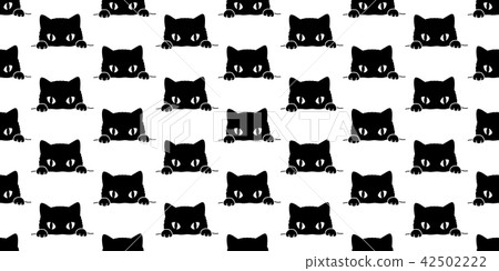 Cat Seamless Pattern Halloween vector black cat - Stock Illustration ...