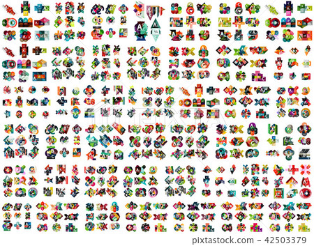 Huge mega collection of business geometric option infographic designs, colorful paper style design 42503379