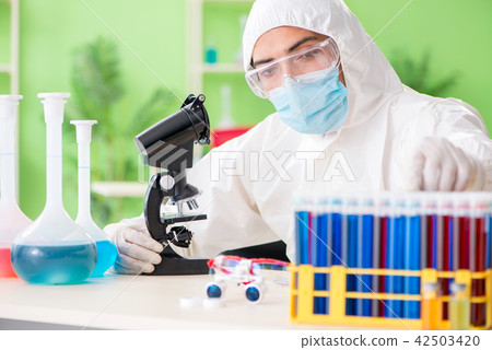 Chemist working in the lab on new experiment Chemist working in the lab on new experiment 42503420