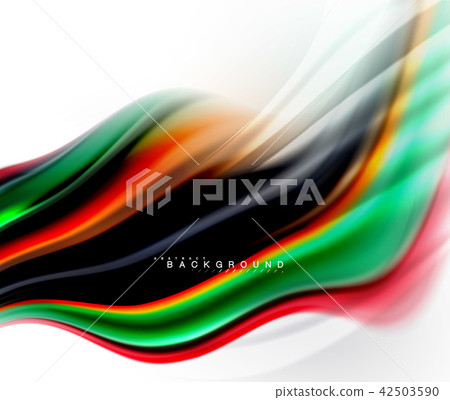 Fluid liquid mixing colors concept on light grey background, wave and swirl curve flow line, trendy 42503590