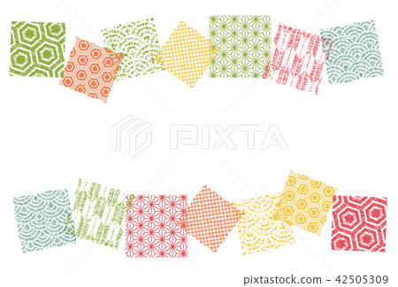 Japanese pattern fabric stamp style background postcard frame Japanese pattern fabric stamp style background postcard frame 42505309