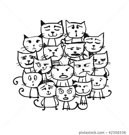 Cats family, sketch for your design Cats family, sketch for your design 42508336